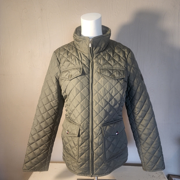 Womens Tommy Hilfiger Quilted Green Barn Jacket Size Medium - Picture 1 of 11